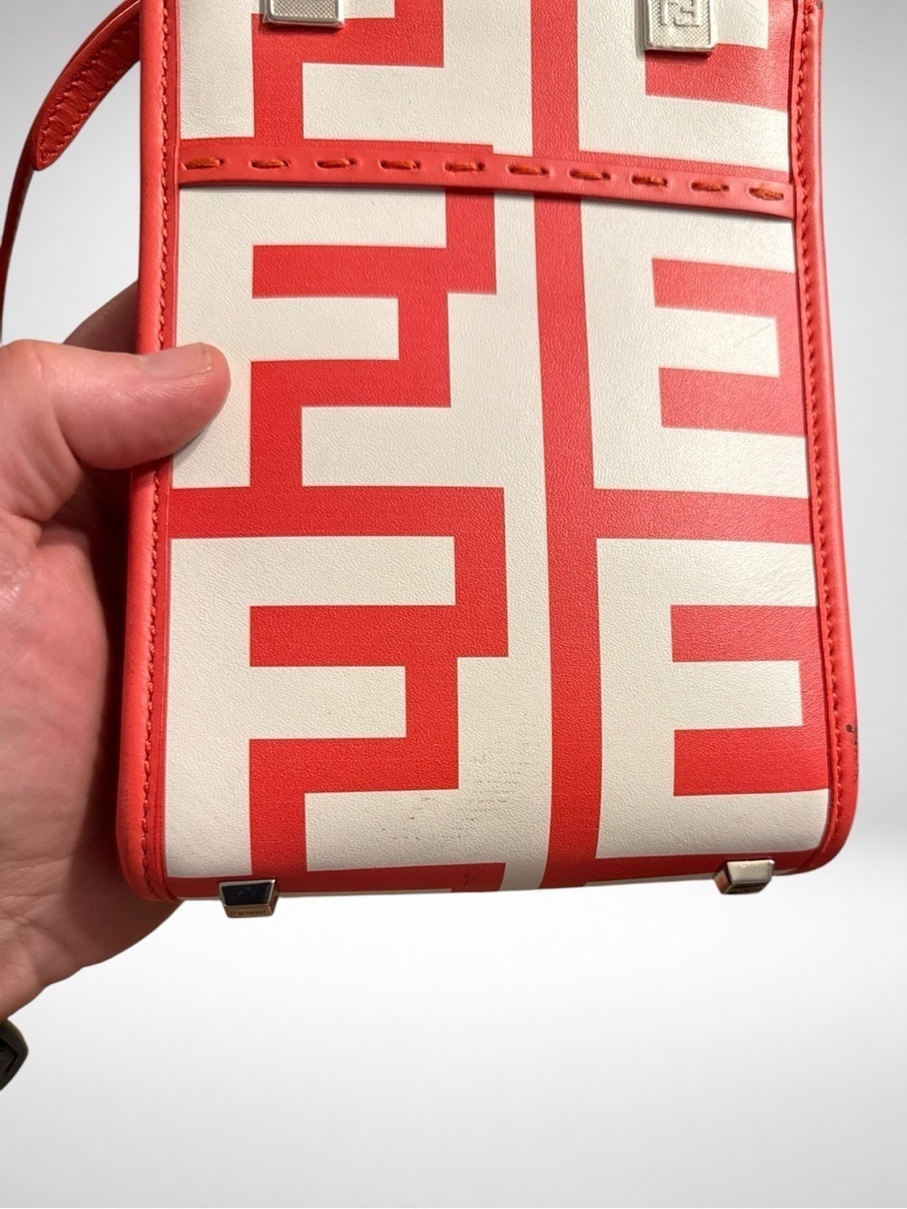Fendi x Marc Jacobs Sunshine Mini Tote Coral Leather Crossbody Bag Y2K - Picture 9 of 16